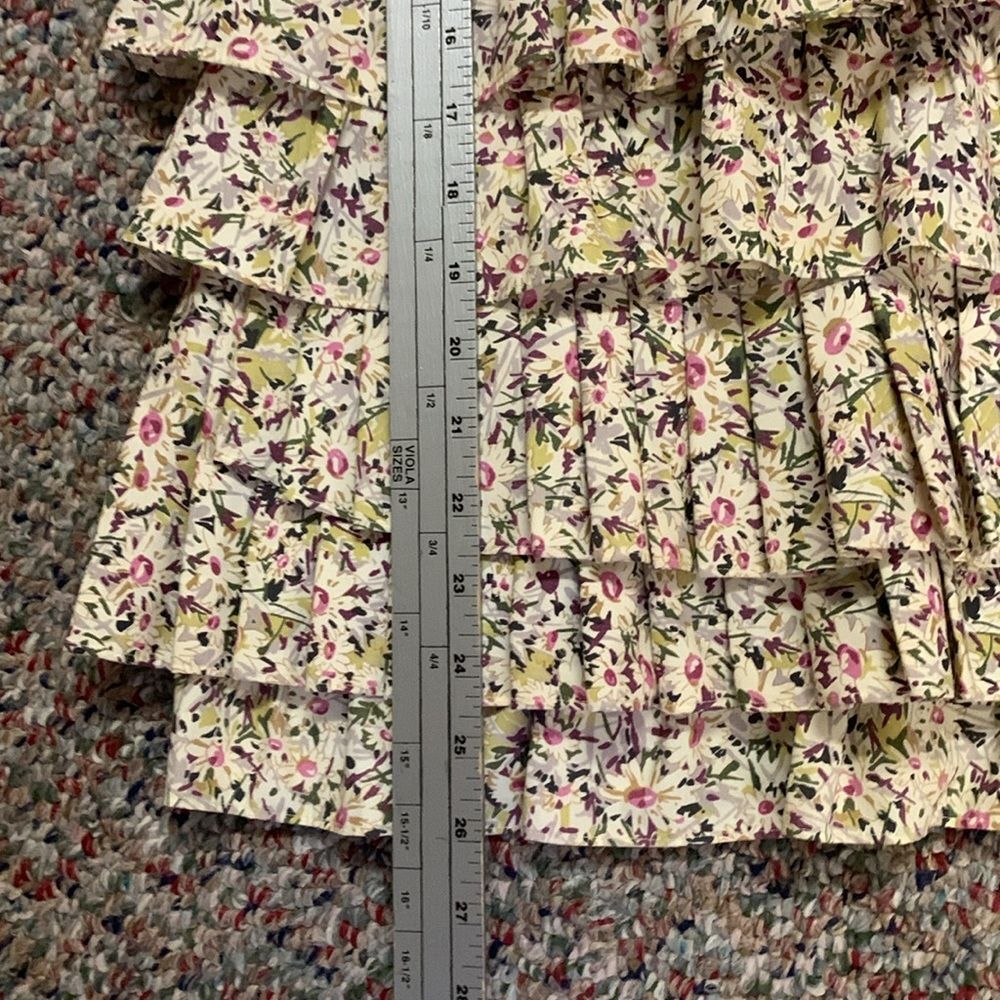 J. Crew Liberty of London Ivory Purple Floral Strapless Tiered Mini Dress Size 0 - Picture 16 of 16